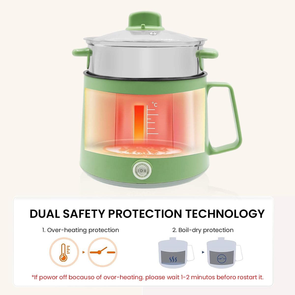 Supvox Multi Cooker Electric Kettle 1.6 litre Steam Cooker Electric Mini Electric Cooker for Travelling 2 Power Setting Multipurpose Hot Pot for Cooking with Over-Heating & Dry-Boil Protection Supvox Multi Cooker Electric Kettle 1.6 litre Steam Cooker Electric Mini Electric Cooker for Travelling 2 Power Setting Multipurpose Hot Pot for Cooking with Over-Heating & Dry-Boil Protection